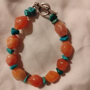 Orange and Turquoise Gemstone Bracelet